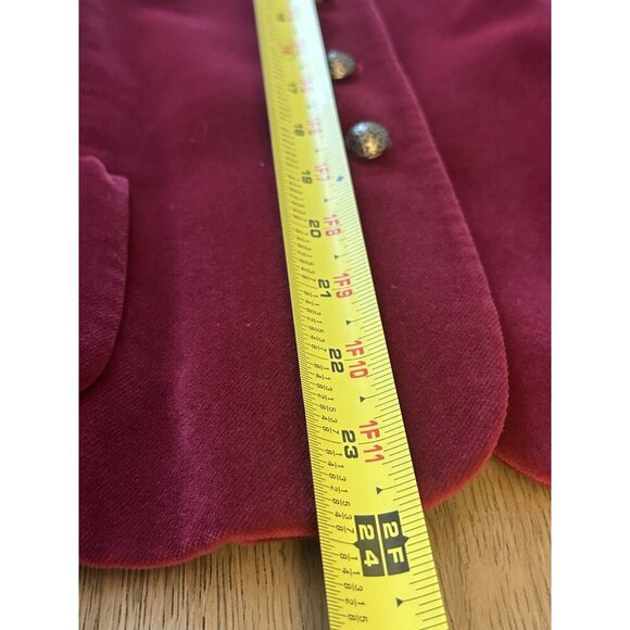 Talbots Women's 10 Petite Velvet Blazer Jacket Red Wine Buttons Pockets - Picture 9 of 13